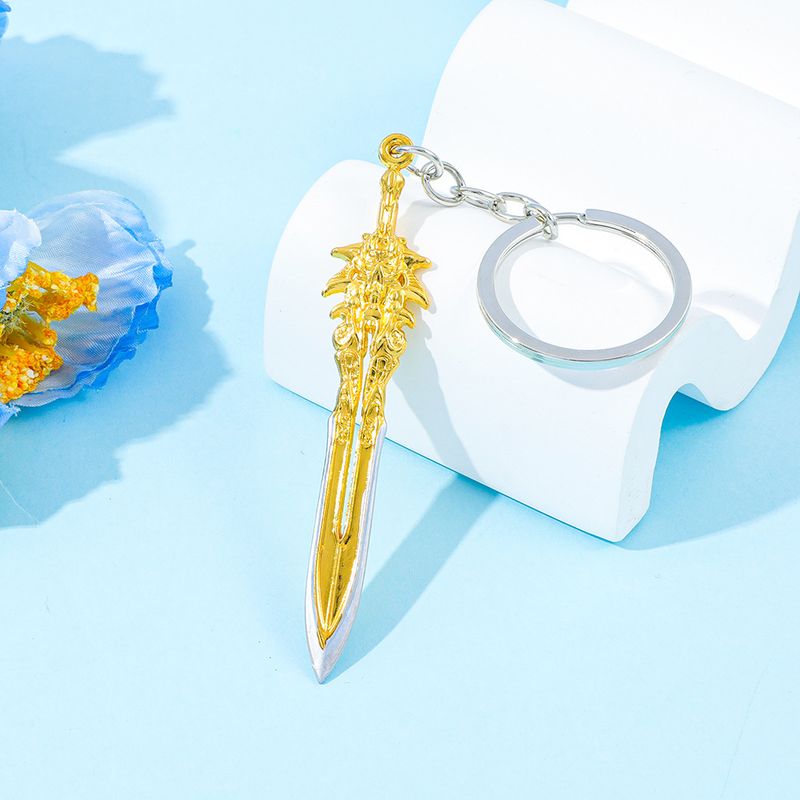 Domineering Golden Dragon-patterned Sword Keychain, Small Metal Pendant, Creative Key Decoration Pendant Is Hot_voghion.com
