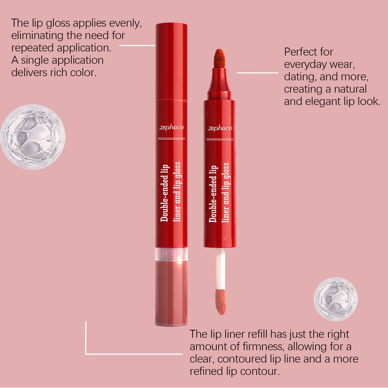 zephoco Orange Red Two-in-One Hydrating Delicate Silky Easy To Apply Makeup Daily Plumping Moisturizing Lip Gloss_voghion.com