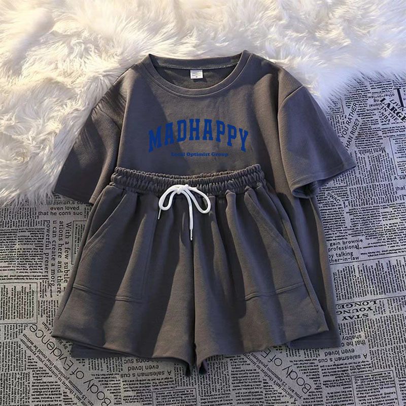Sommer-Outfit Casual Sport Anzug für Frauen 2025 neue Mode lose Kurzarm Shorts zweiteiliges Set_voghion.com