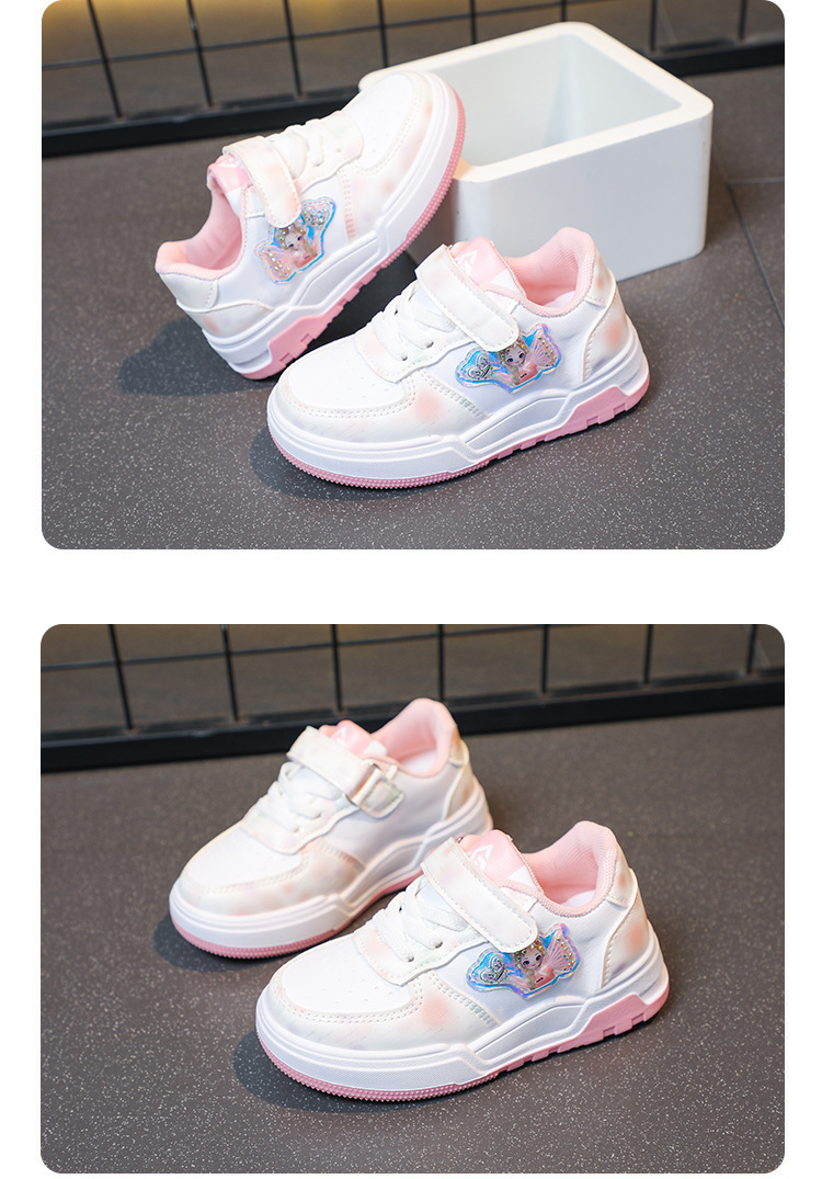 2024 Frühling und Herbst Neue Mädchen Sport Casual Running Rutschfeste Grundschulschuhe mit weicher Sohle, weiße Schuhe_voghion.com