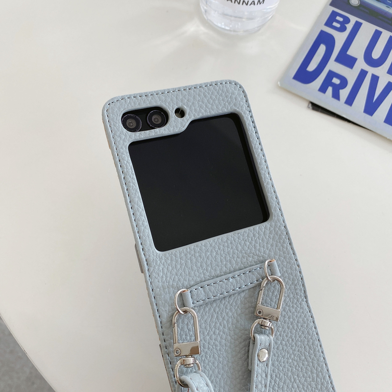 Mobile phone case Suitable for Samsung Z Flip5 mobile phone case GalaxyZ Flip4 folding litchi pattern diagonal protective case ZFlip3_voghion.com