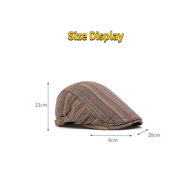 Nuovi arrivi Uomo Donna Newsboy con strisce colorate Misura regolabile 56-61 cm Stile vintage 100% cotone Cappello basco per tutte le stagioni_voghion.com