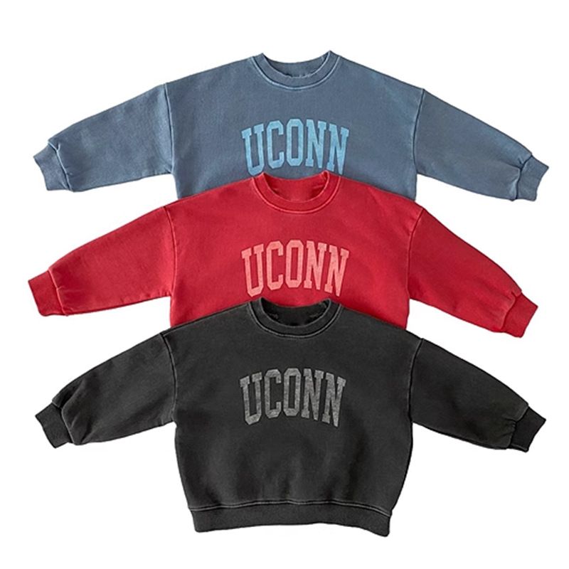 Korejiešu versija iekšā bērnu apģērbi rudens ziema jauns tops moderns burtu nostalģisks džemperis ar cilpu zēniem un_voghion.com