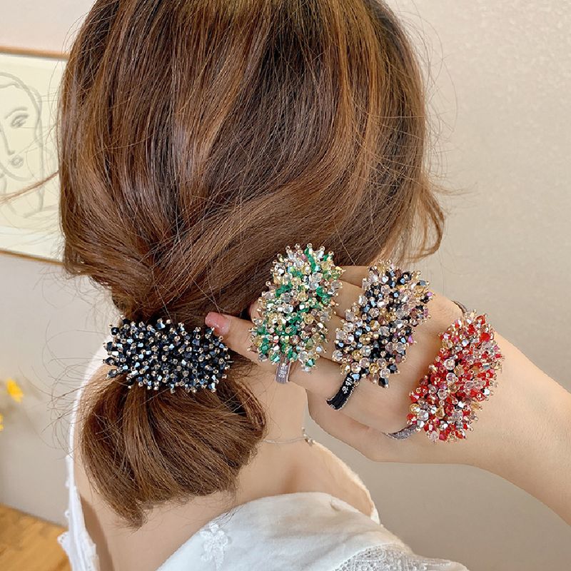 Versione coreana di semplice squisito cristallo perline fatto a mano francese famoso internet versatile cravatta per capelli e fascia per capelli_voghion.com