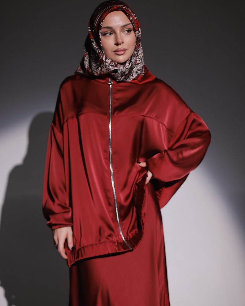 Damenbekleidung Sommer Neue Satin Langarmkleid Modische Taille Drapieren Langer Rock Anzug Weiblich_voghion.com