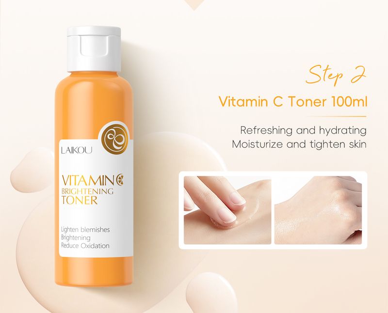 Seturi Produs nou LAIKOU Vitamina C Kit de îngrijire a pielii cu 6 piese Hidratare, hidratare și iluminare a culorii pielii_voghion.com