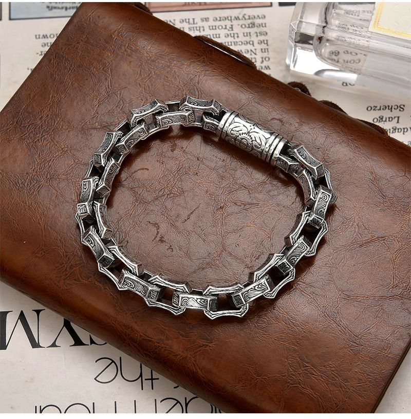 Bracciale Xiangxu con motivo a onde d'acqua, irregolare, per uomo, audace e dominante, semplice pezzo da motociclista hip hop su Instagram_voghion.com