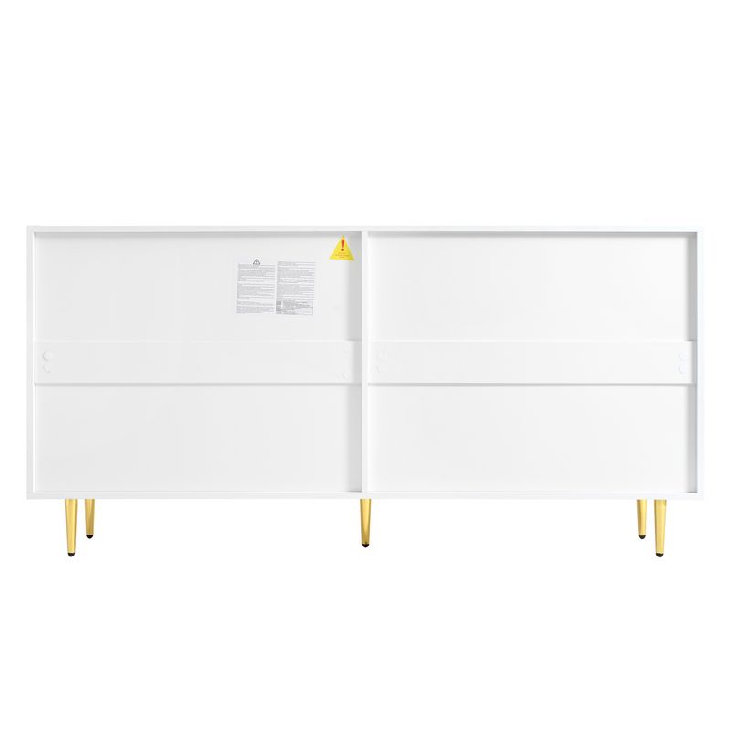 Aparador Weiß 160x80cm Mit 4 Türen, Goldenen Griffen, Hochglanzbeinen_voghion.com