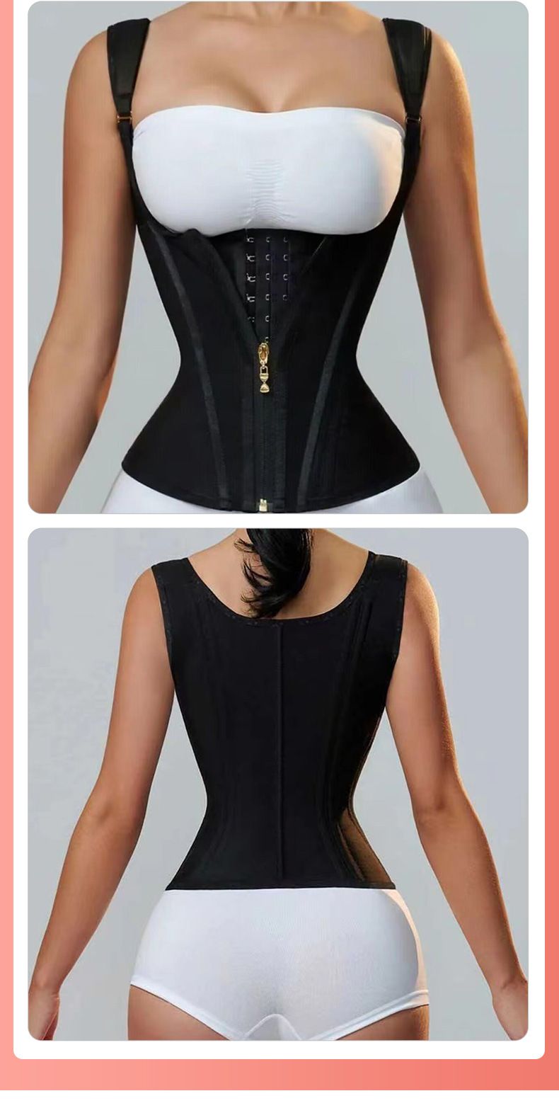 Damen-Dessous, Latex-Taillengürtel, 15 Knochenkorrektur, Weste, Bauch-Taillengürtel, Reißverschluss, Knopf, Körperformung, Top-Spot_voghion.com