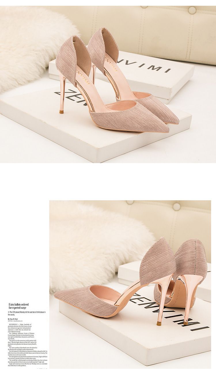 Sexy pointy women's shoes hollowed-out high heels nightclub slimming stiletto heels sandals_voghion.com