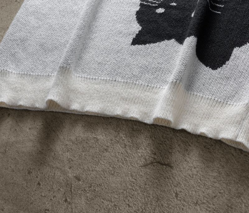 Maglione lavorato a maglia con stampa di gatti - Pullover oversize con scollo rotondo, comodo e alla moda per l'autunno/inverno_voghion.com