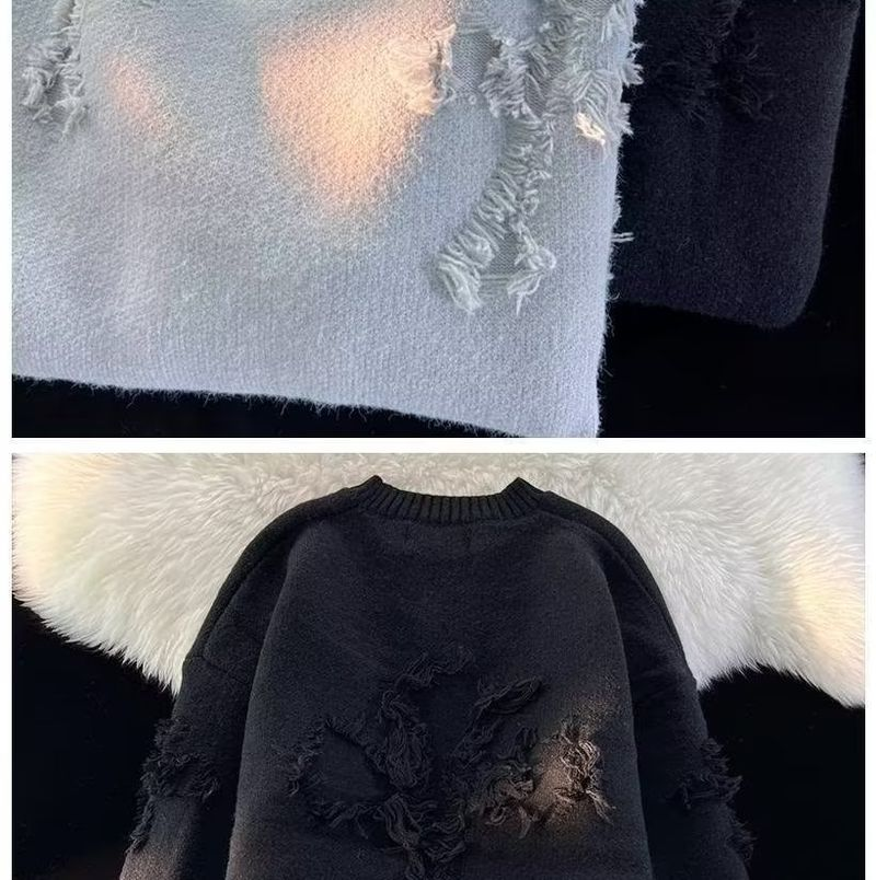 P Autumn And Winte Ipped Men S Ound Neck Pullove Tendy Band High Steet Ameican Eto Japanese Style Youth_voghion.com