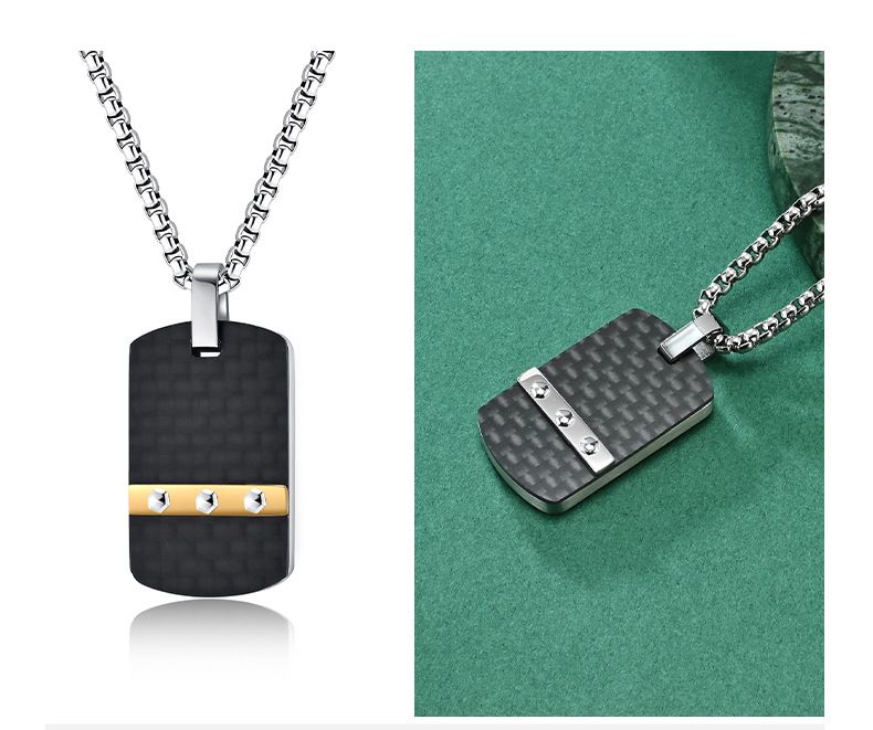 Pendentif créatif simple en fibre de carbone à tête de clou hexagonale, motif K, bijoux de personnalité de marque militaire à la mode pour hommes_voghion.com