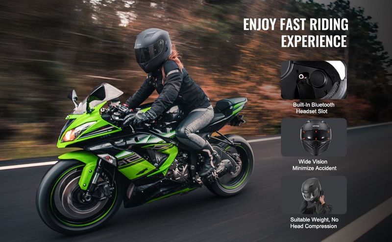 VEVOR Unmasked Motorcycle Helmet Motocross Helmet With Bluetooth Slot_voghion.com