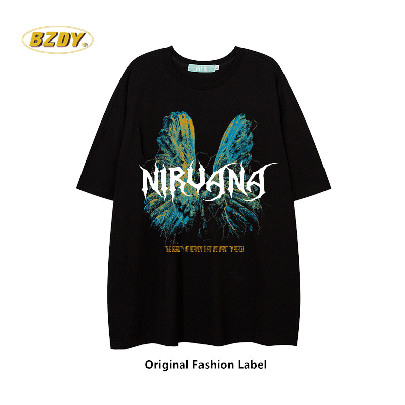 T-shirt a mezza manica stampata a caldo ad alta definizione del marchio di tendenza del designer realizzata in puro cotone con un quarto_voghion.com