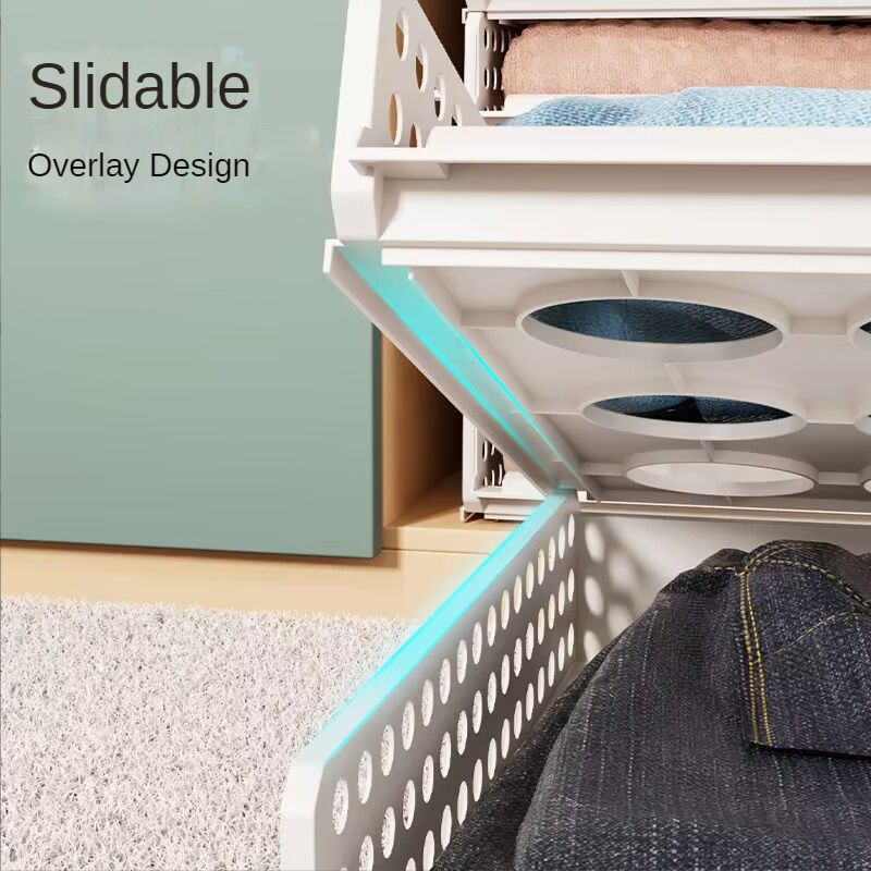 Folding Storage Rack Basket Wardrobe Durable Layered Partition Rack Clothes Underwear Pants Storage Box Drawer Storage Rack_voghion.com