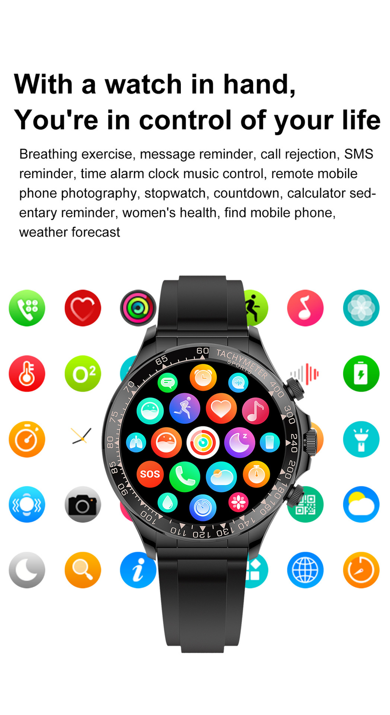 Reloj inteligente EX108 de 1,55 pulgadas con Bluetooth, llamadas y pagos fuera de línea_voghion.com