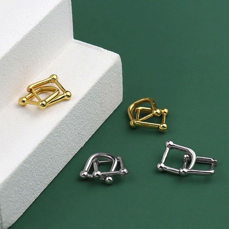 1 Paar einfache Ohrklemmen aus Kupfer mit geometrischer Beschichtung_voghion.com