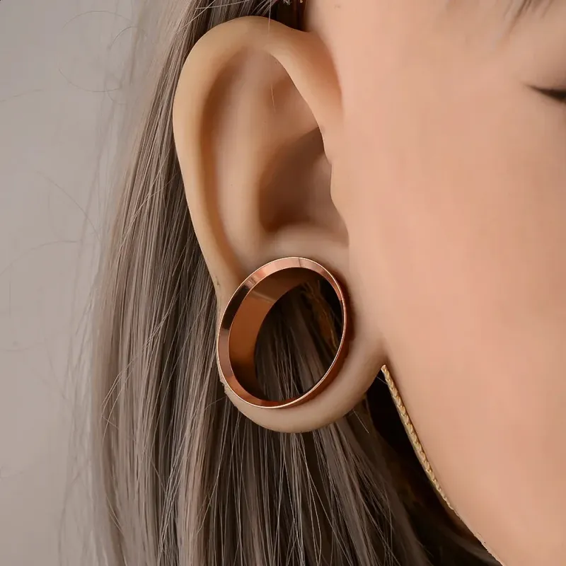 Doearko 2 pezzi dilatatori auricolari in acciaio inossidabile 316, dilatatori rotondi, piercing per donne, gioielli per il corpo, dilatatori 241217_voghion.com