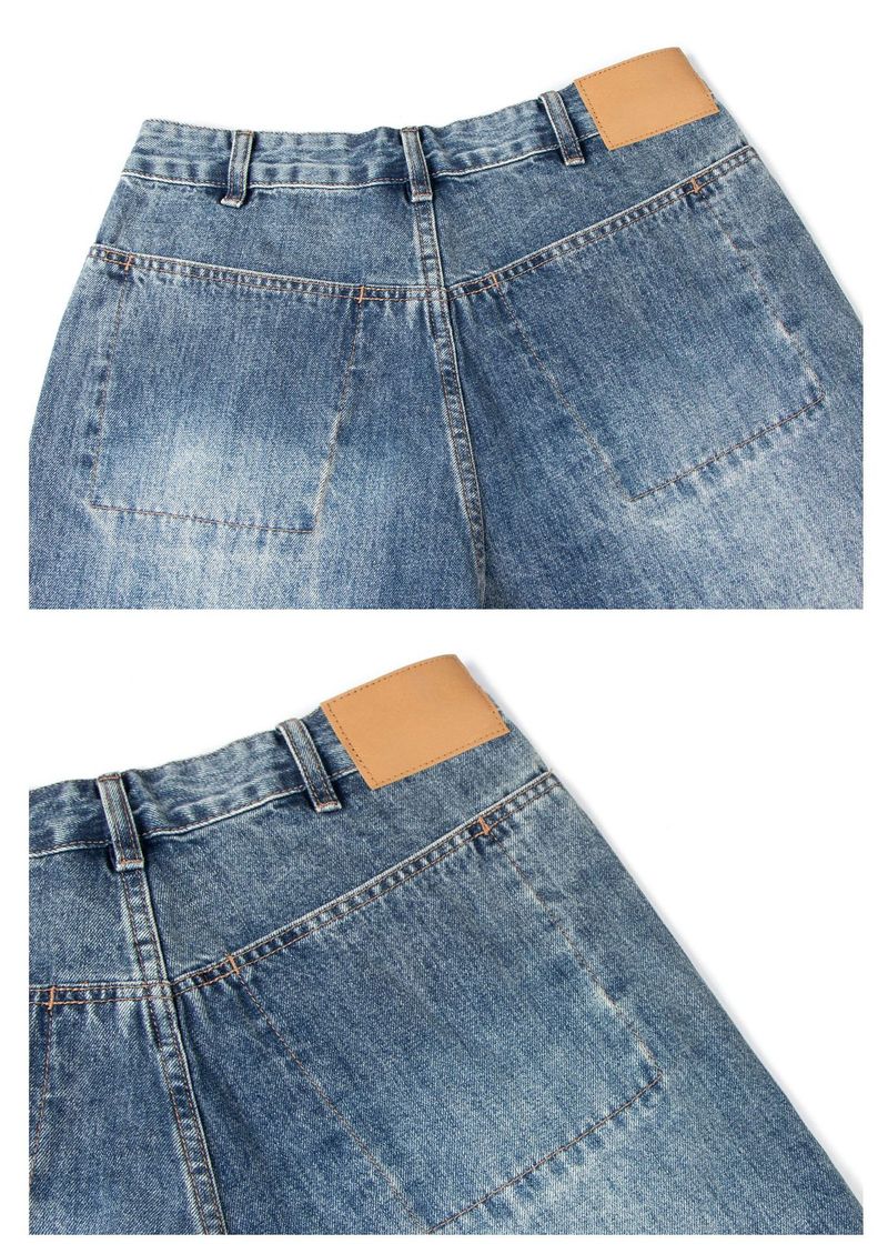 Vêtements pour hommes, jeans droits amples et délavés, style rétro, tendance, jambes larges, décontractés, pour couples_voghion.com