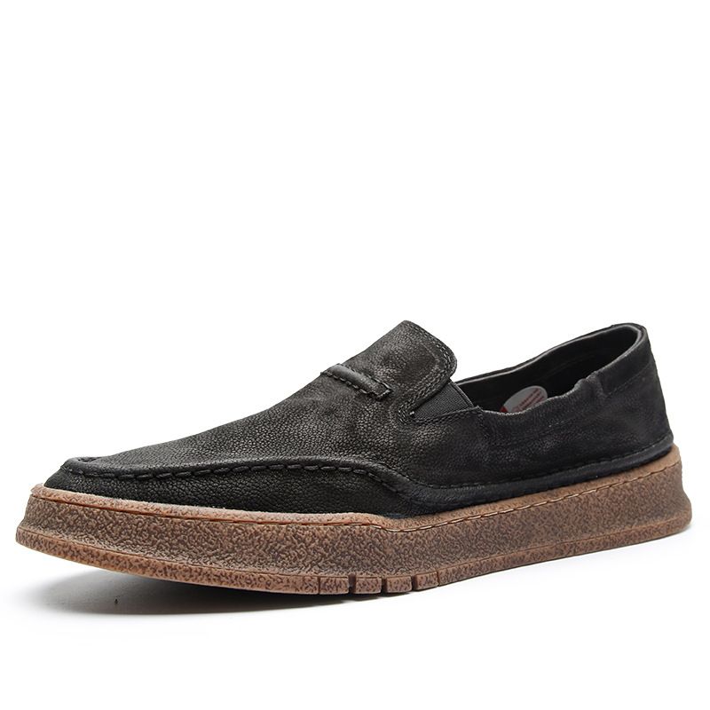 Rechte leren loafers, één voet, herenschoenen, trendy en modieuze loafers met dikke zool_voghion.com