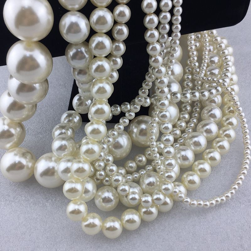 Collier de perles d'imitation de verre à la mode pour femmes, accessoires de vêtements à longue chaîne de pull multicouche à nœud simple_voghion.com