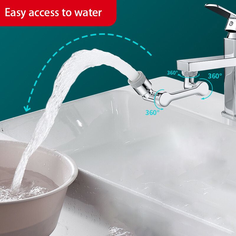 1080° Rotatable Extension Faucet Sprayer Head 2 Spray Modes Universal Bathroom Tap Extend Adapter Aerator_voghion.com