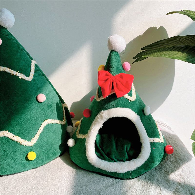Inverno Caldo Animale Domestico Orsacchiotto Cane Fiocco Yurta Mongola Letto Sensazione Nido Stuoia Albero di Natale Gatto_voghion.com
