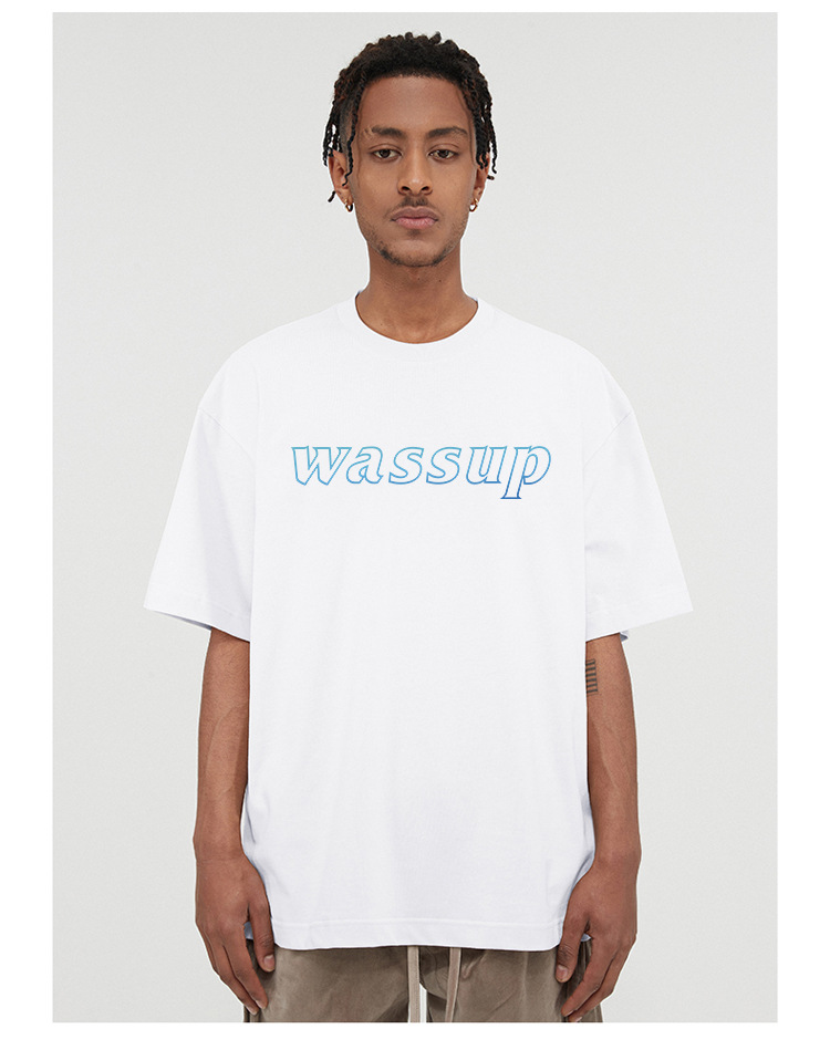 Men's WASSUP HEODS joint model temperature-sensitive color-changing short-sleeved T-shirt men's trendy brand heavy loose round neck ins top clothes_voghion.com