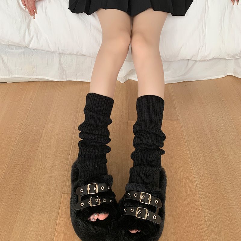 for Women Autumn Winter Knitted JK Slouch Slimming Leg Shape Versatile White Long Tube Warm Calf Socks_voghion.com