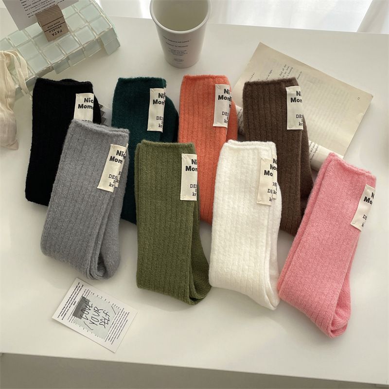 Women's & Men's High Socks Soft Wool Blend Knit Crew Socks For Winter Comfort, Warm & Breathable, Unisex Casual Slouch Socks With Textured Design_voghion.com