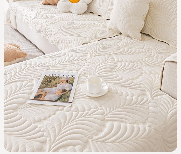 Polyester Sofa Cushion Cover Set – Botanical Print & Anti-Slip Design For Modular Couches (Multiple Sizes & Colors)_voghion.com