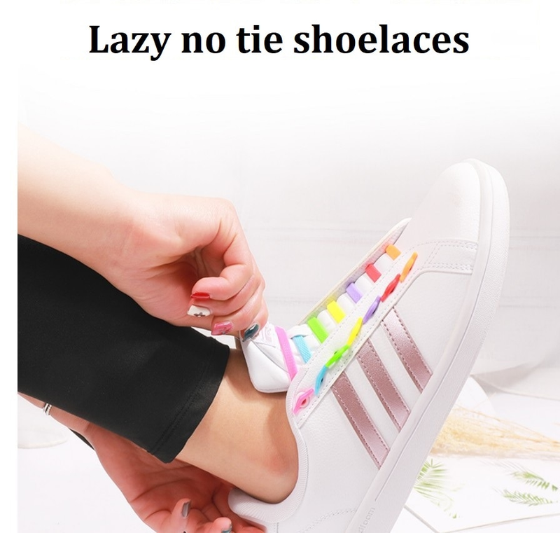1 paio/16 pezzi lacci elastici in silicone impermeabili moda unisex atletica senza allacciatura tutte le scarpe da ginnastica si adattano ai lacci per scarpe veloci_voghion.com