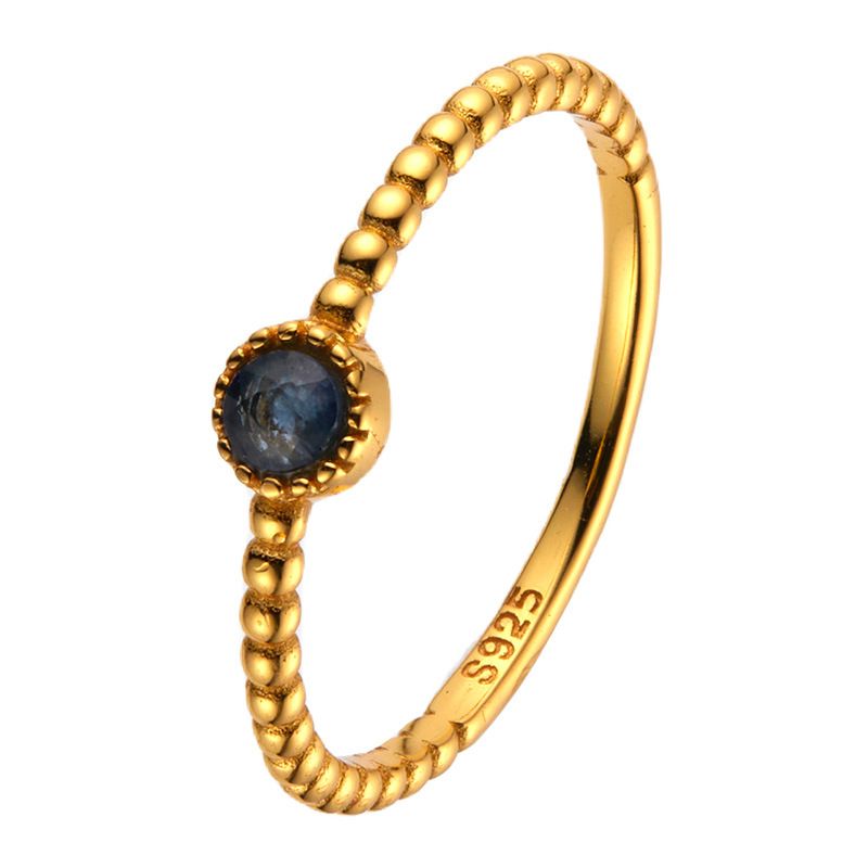 S Pure Silver Inlaid Colorful Garnet Ring For Women, High-End Versatile Round Design, Small Index Finger Jewelry, Hot_voghion.com