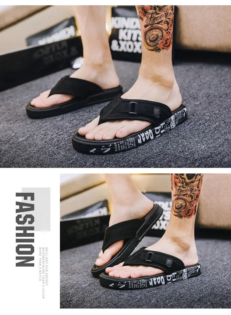 Herren-Flip-Flops, Herrensandalen, modische Kleidung, trendige Sommerschuhe in koreanischer Version, Strandschuhe für den Außenbereich_voghion.com