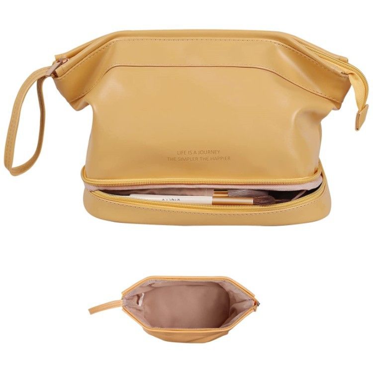 Women's cloud shaped makeup bag with double-layer design, portable for business trips, travel, toiletries, makeup supplies, toiletries, storage bag_voghion.com