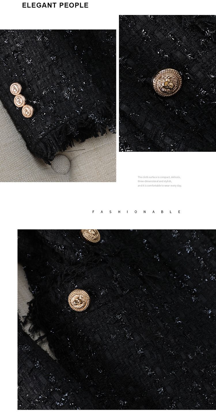Giacca blazer in tweed da donna, giacca da abito corta slim fit chic per l'autunno, blazer bouclé elegante e versatile per l'ufficio e l'abbigliamento casual_voghion.com