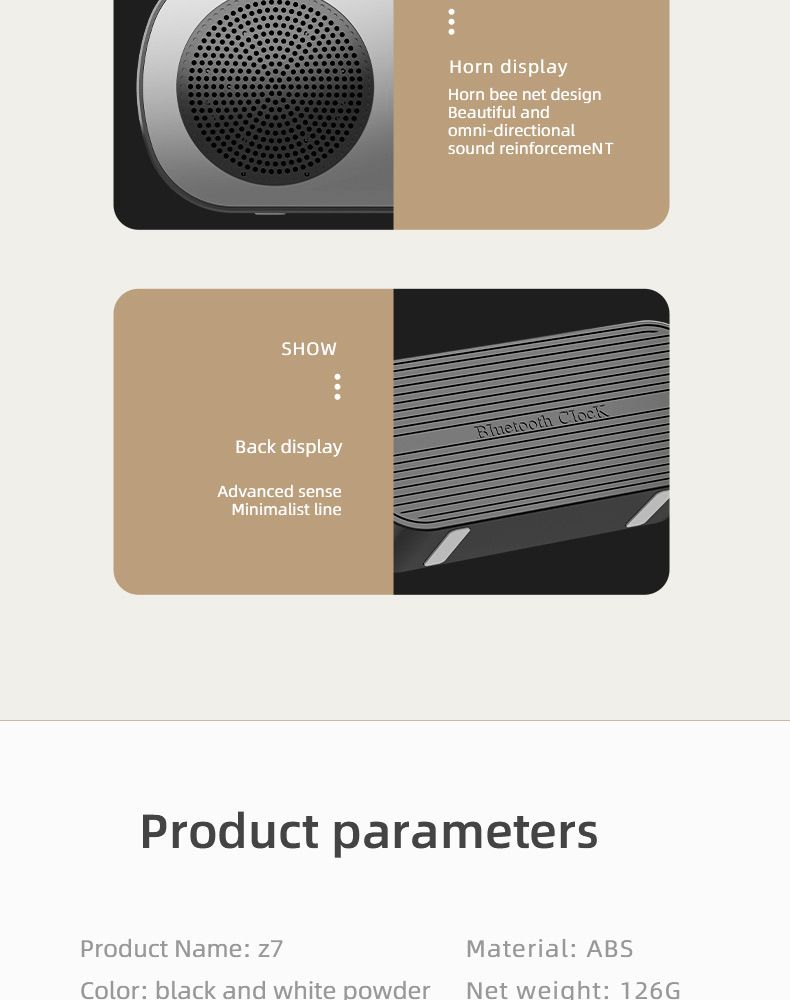 Nieuwe klok draadloze Bluetooth-kaartluidspreker thuiswekker draagbare mini-audioradio voor buiten_voghion.com