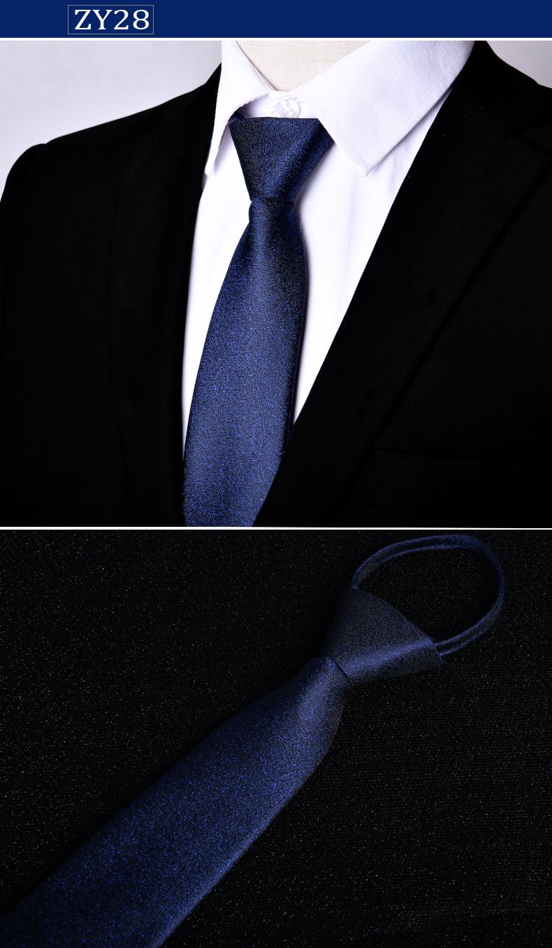 Unisex kaklasaite vīriešiem Profesionāls bizness Executive rāvējslēdzējs 7cm melnas svītras slinkiem cilvēkiem viegli vilkt bez spēlēšanās_voghion.com
