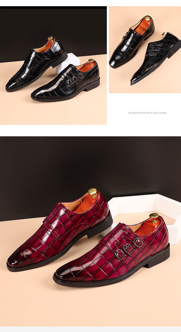 Couvre-chaussures en cuir à bout pointu pour hommes d'affaires britanniques, sangles de pied, boucles, tenue formelle, couvre-chaussures de marié grande taille, sangles, boucles, tenue,_voghion.com