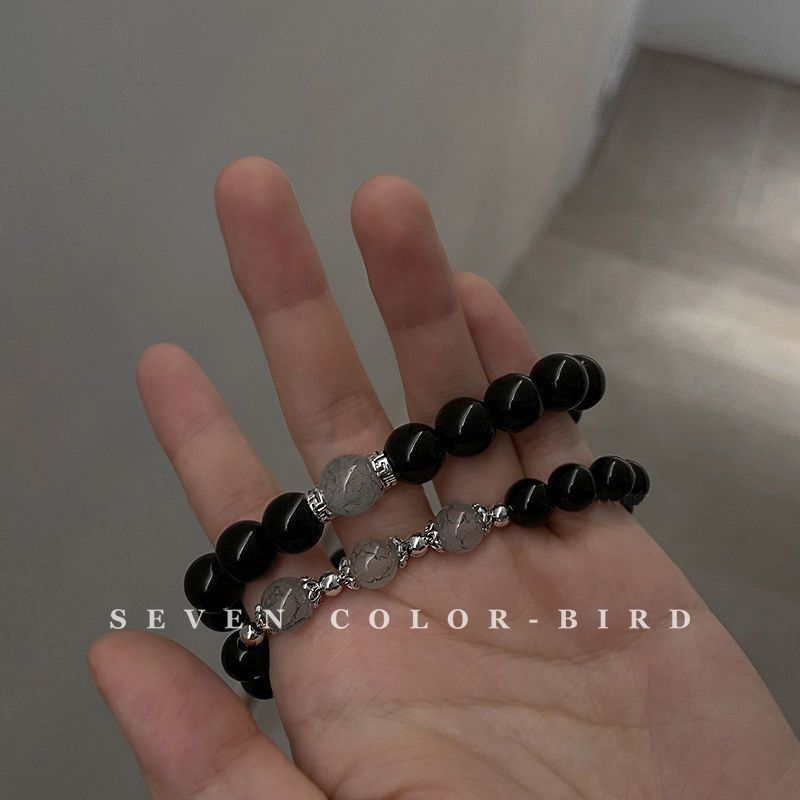 Schwarze Perlen im Pärchenstil Instagram, Nischendesign, minimalistisch, beste Freundin, Studentenarmband, weiblich_voghion.com