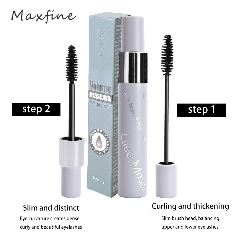 MAXFINE Dual eye black Waterproof Non tarnishing Slim and Dense Curly Makeup_voghion.com