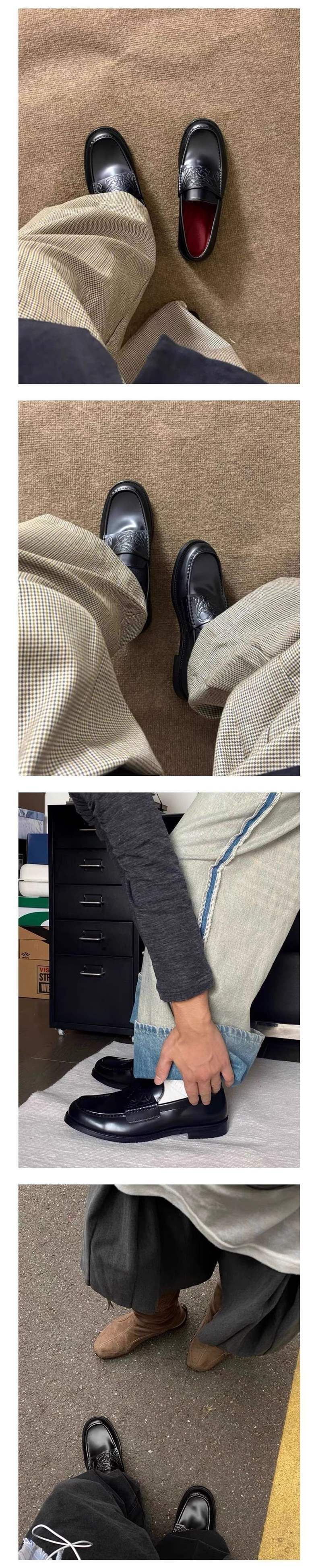 ShoeVault Slipper für Damen und Herren, trendige Retro-Derby-Schuhe aus geprägtem Leder mit Vampir-Motiv, lässiger britischer Stil_voghion.com