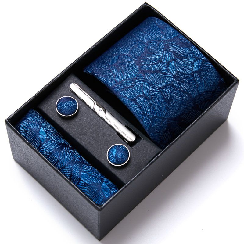 Men's Business Six-Piece Set Polyester Silk Jacquard Solid Color Tie Necktie Custom_voghion.com