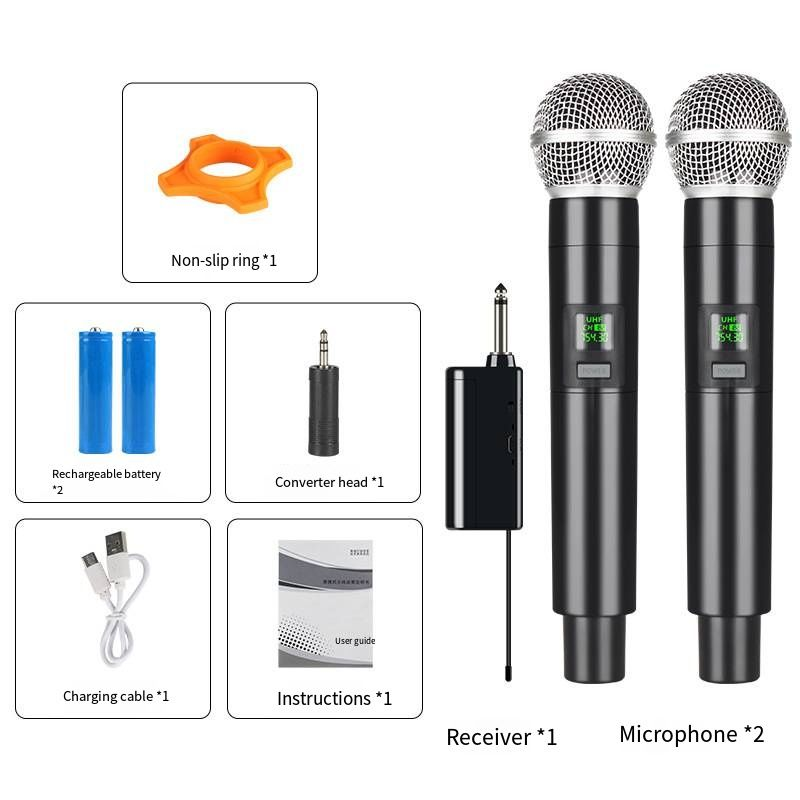 Draadloze oplaadmicrofoon, één tot twee live-uitzendingskaarten voor buiten, tv-geluidssysteem voor thuis, karaoke-podiummicrofoon_voghion.com