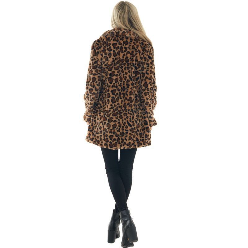 Modischer Kaninchenfellmantel mit Leopardenmuster für Damen – Übergroße, mittellange Jacke mit Taschen, weiche Plüsch-Oberbekleidung für Herbst und Winter_voghion.com