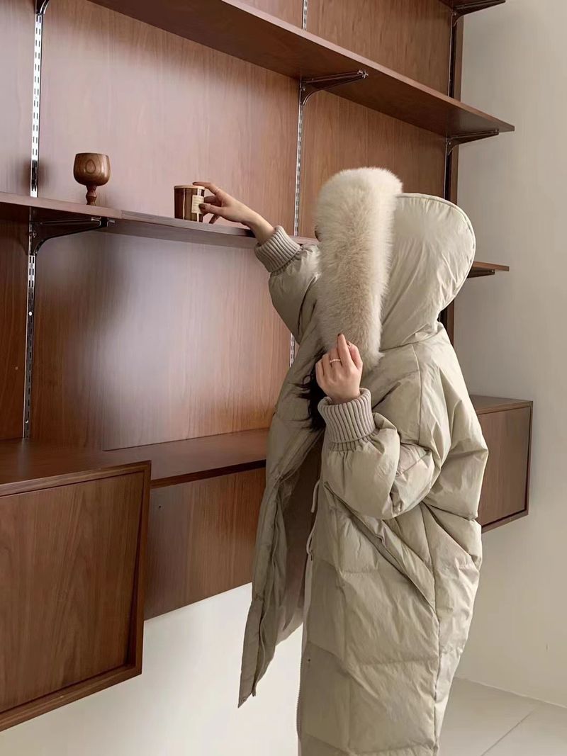 Damenmode lange Kapuzenjacke Warme Jacke_voghion.com