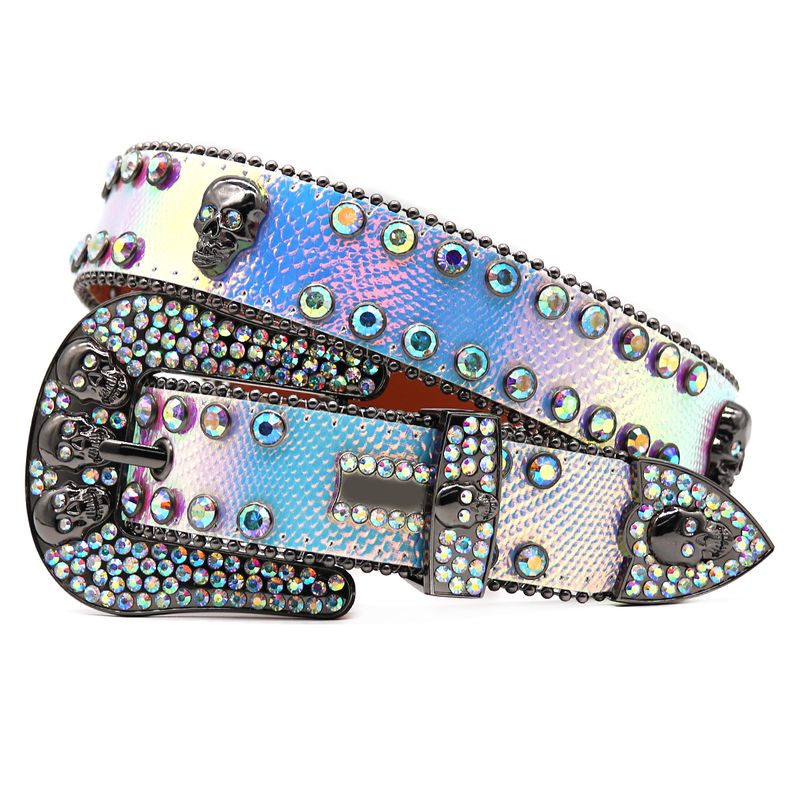 Western Luxury New Skull com cinto de diamante de água incrustado masculino Hip Hop Punk Style Trend_voghion.com