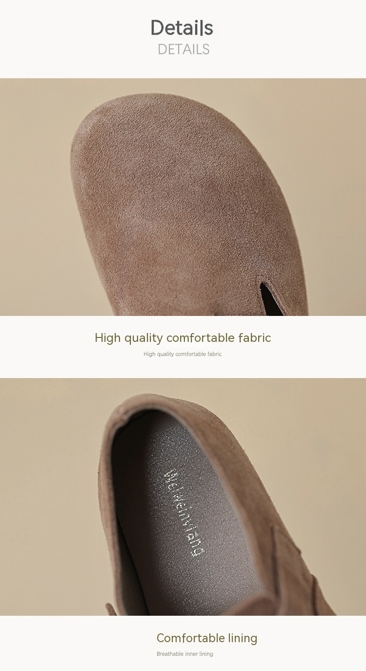 2024 neue Damen-Winter-Outwear aus echtem Leder mit Plüschschuhen, flacher Sohle, One Step Milard Retro-Bucken-Einzelschuhe mit weicher Sohle_voghion.com