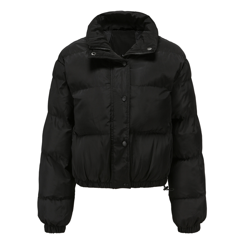 Women's fashion long sleeve high neck warm coat loose casual cotton-padded jacket_voghion.com